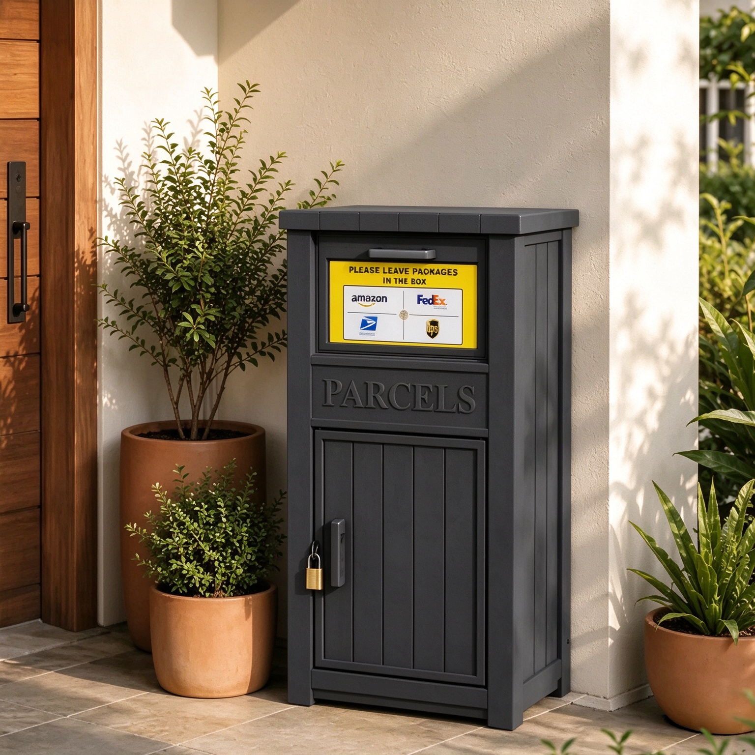 Lockable Waterproof Parcel Drop Box, Anti-Theft Resin Delivery Box for ...