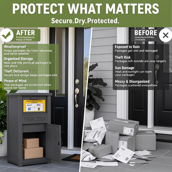 Lockable Waterproof Parcel Drop Box, Anti-Theft Resin Delivery Box for ...