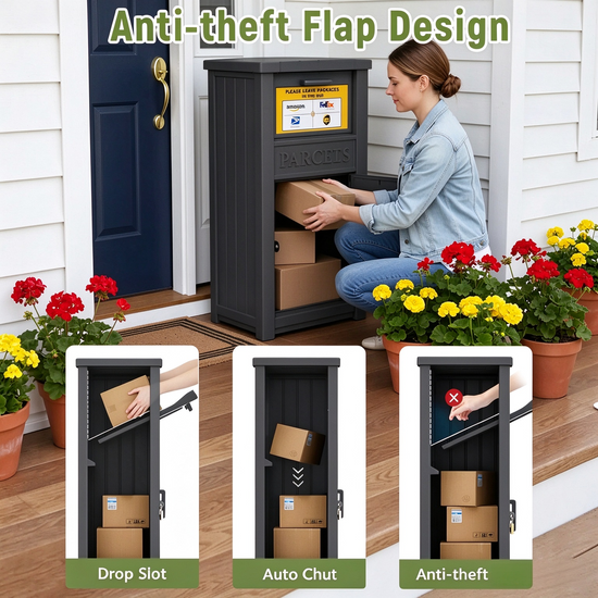 Parcel Box Top View Lockable Waterproof Parcel Drop Box, Anti-Theft Resin Delivery Box for ...