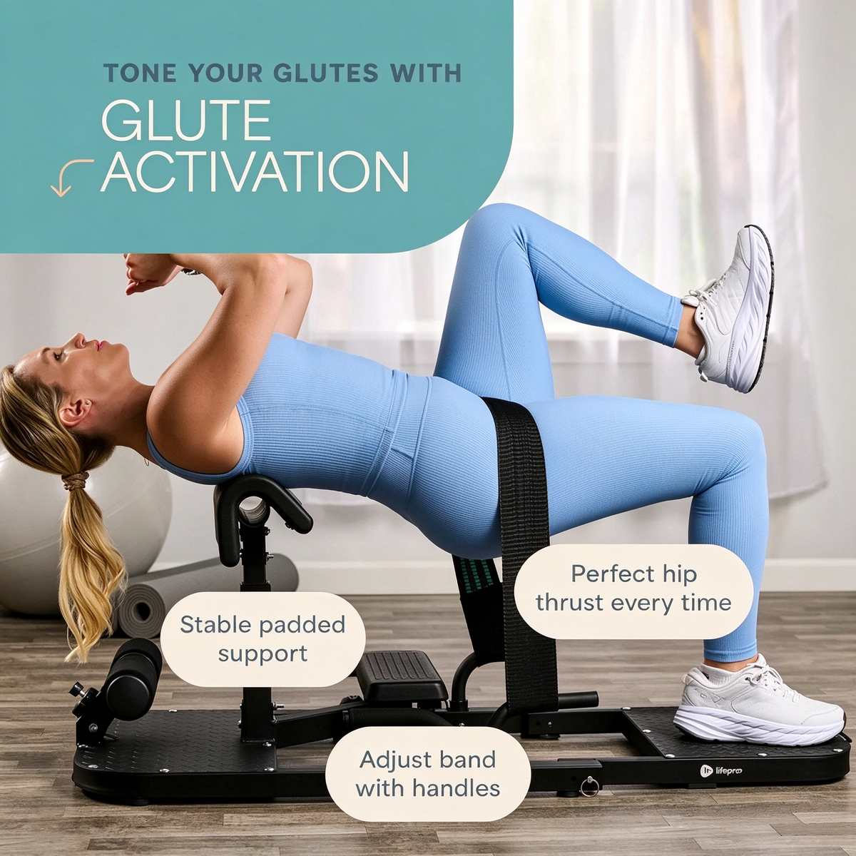 Foldable Hip Thrust Machine, Adjustable Home Gym Equipment for Glute Workout & Lower Back Support