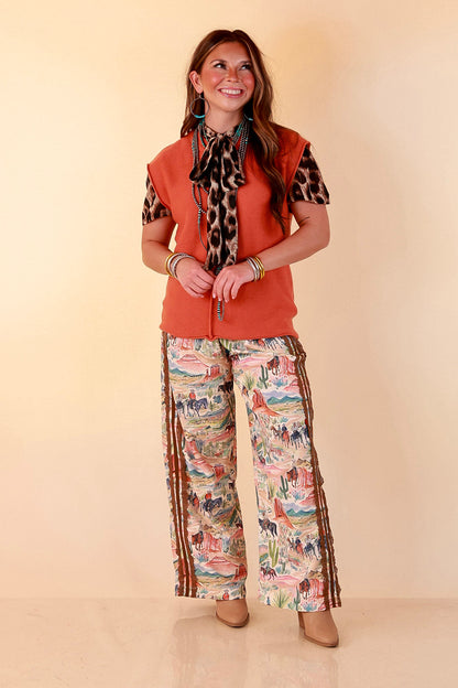 Always a Favorite Crew Neck Front Seam Sweater Knit Top in Rust Orange