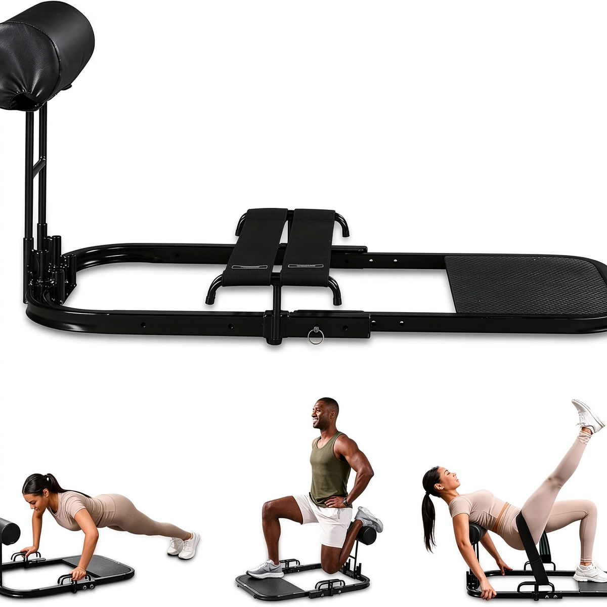 Foldable Hip Thrust Machine, Adjustable Home Gym Equipment for Glute Workout & Lower Back Support