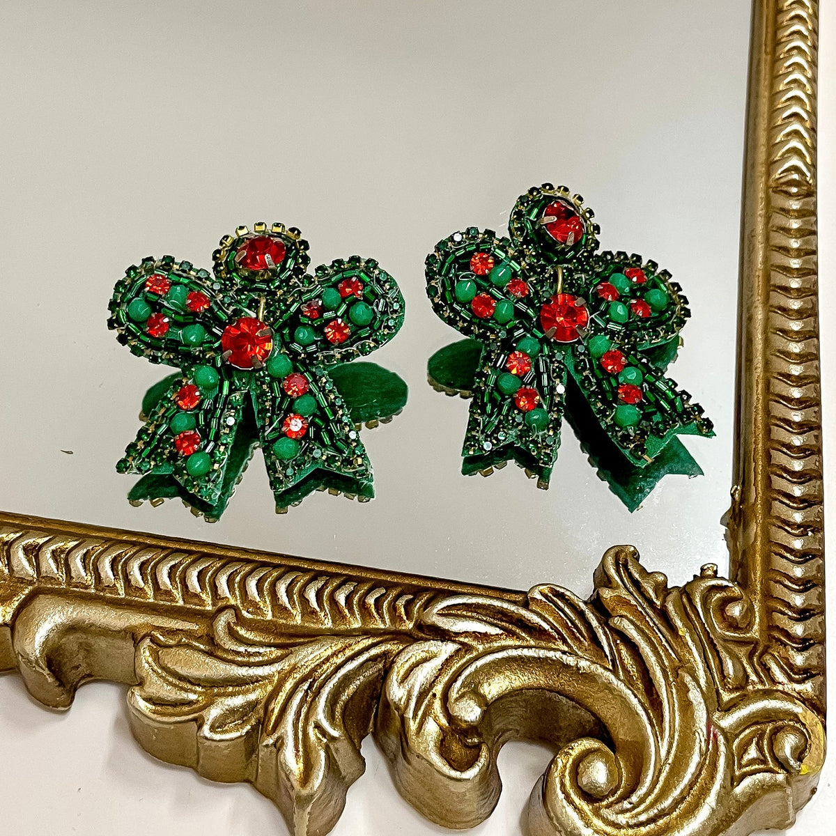 All Wrapped Up Beaded Holiday Bow Earrings