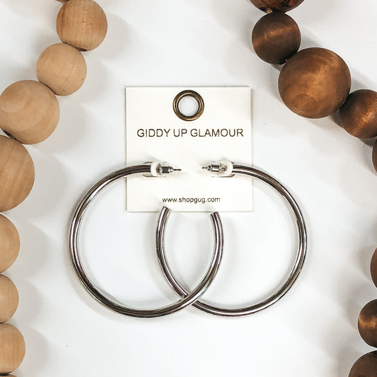 2 1/2 Inch Hoops in Silver