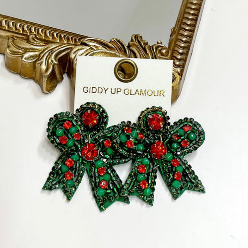 All Wrapped Up Beaded Holiday Bow Earrings