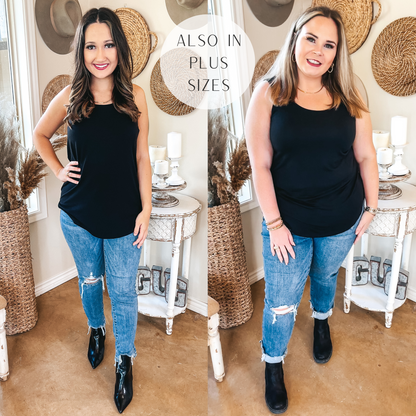 Always On Time Scoop Neck Tank Top in Black