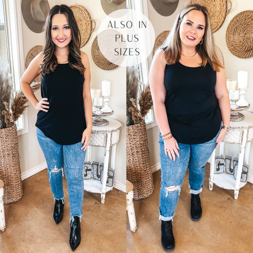 Always On Time Scoop Neck Tank Top in Black