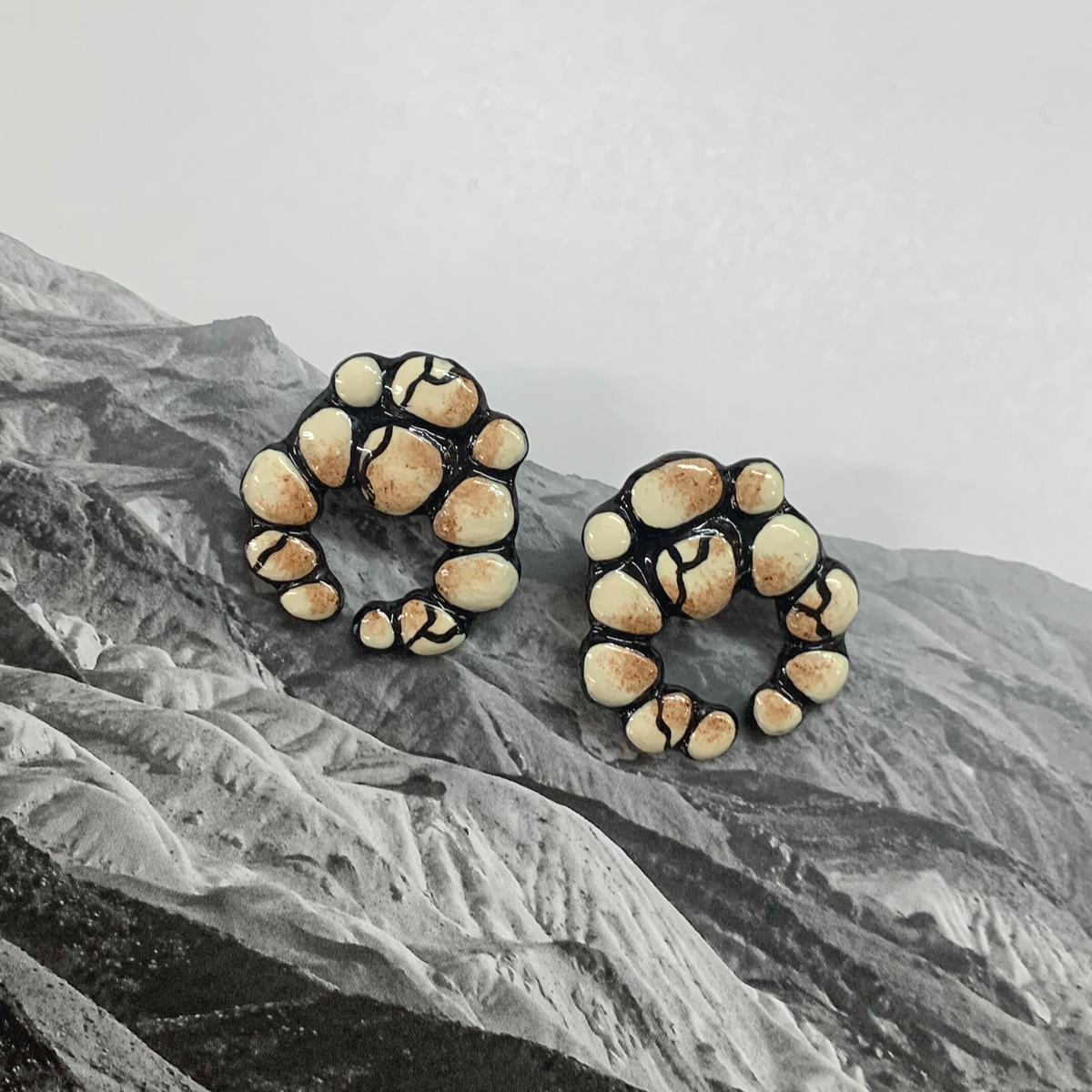 Baby Squash Clay Post Back Earrings in Ivory