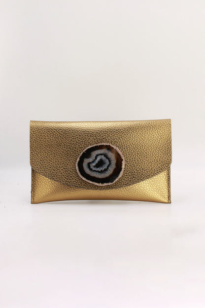 Cartera Midi Dorada Ágata Natural